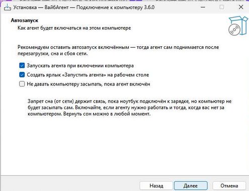 Шаг «Автозапуск» с галочками